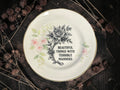 Vintage decorative plate featuring Beautiful Things with Terrible Manners