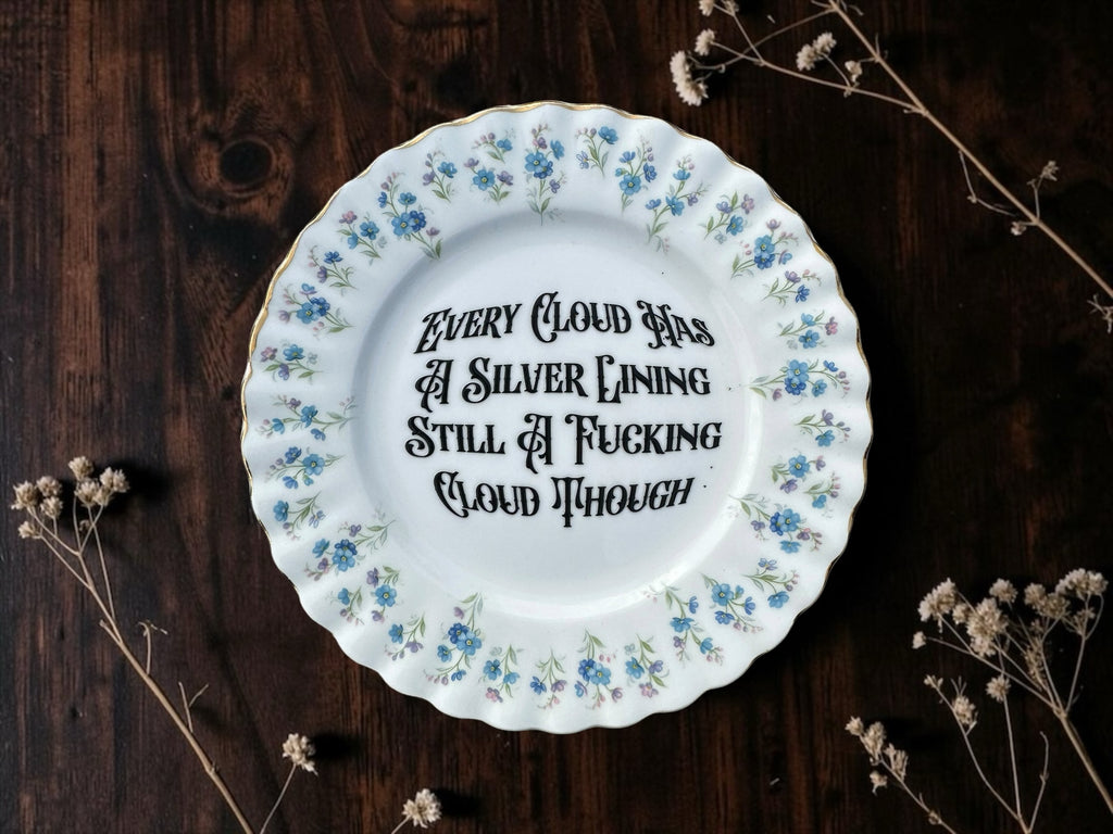 Every Cloud Has a Silver Lining. Still a Fucking Cloud Though statement plate
