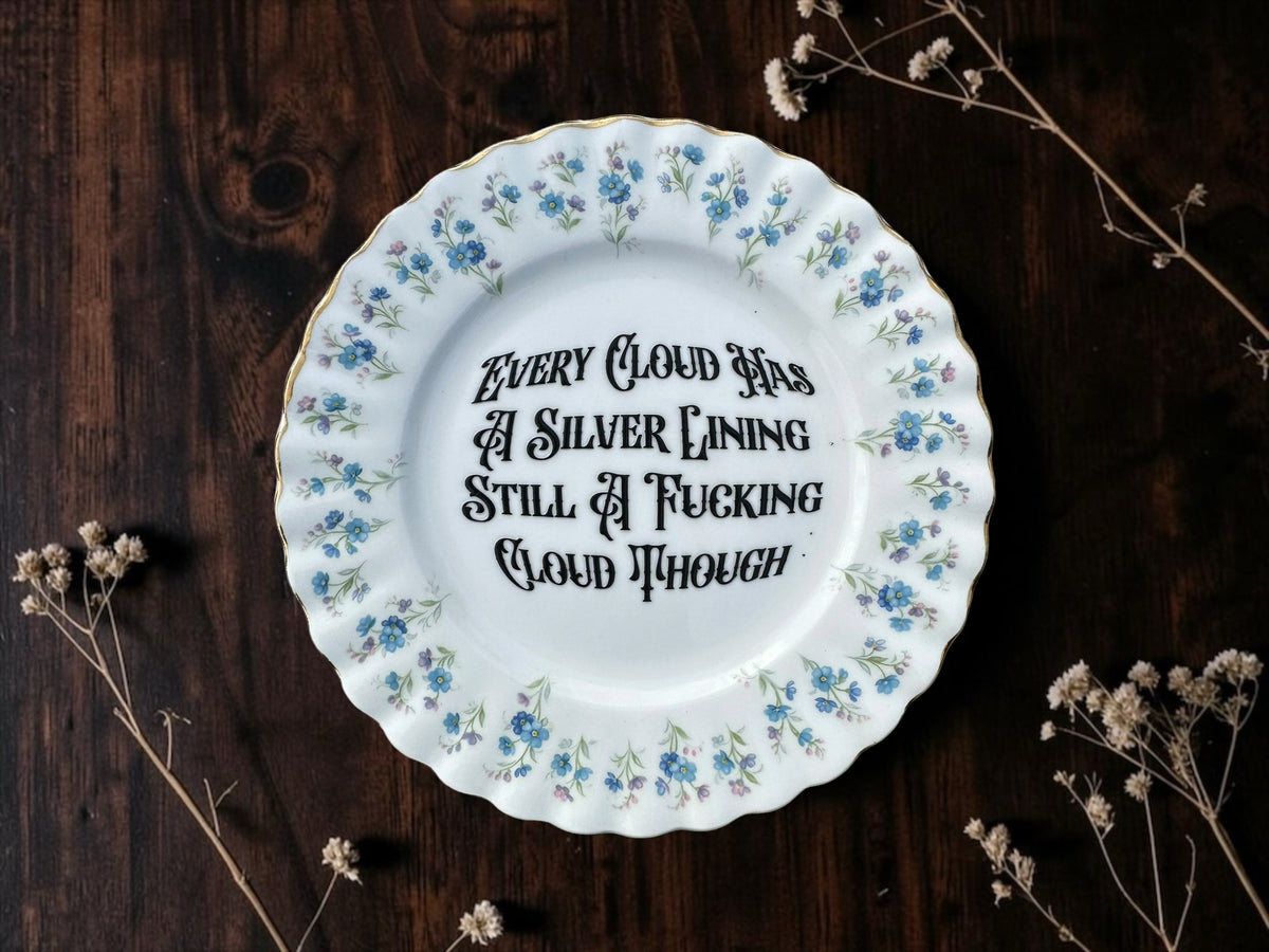 Every Cloud Has a Silver Lining. Still a Fucking Cloud Though statement plate
