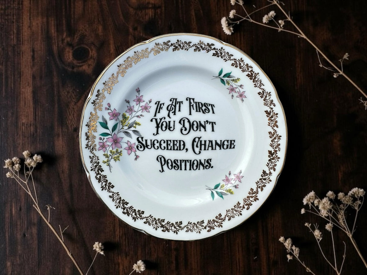 If At First You Don't Succeed Change Positions statement plate