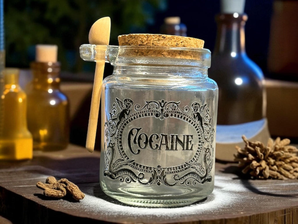 Cocaine small glass jar