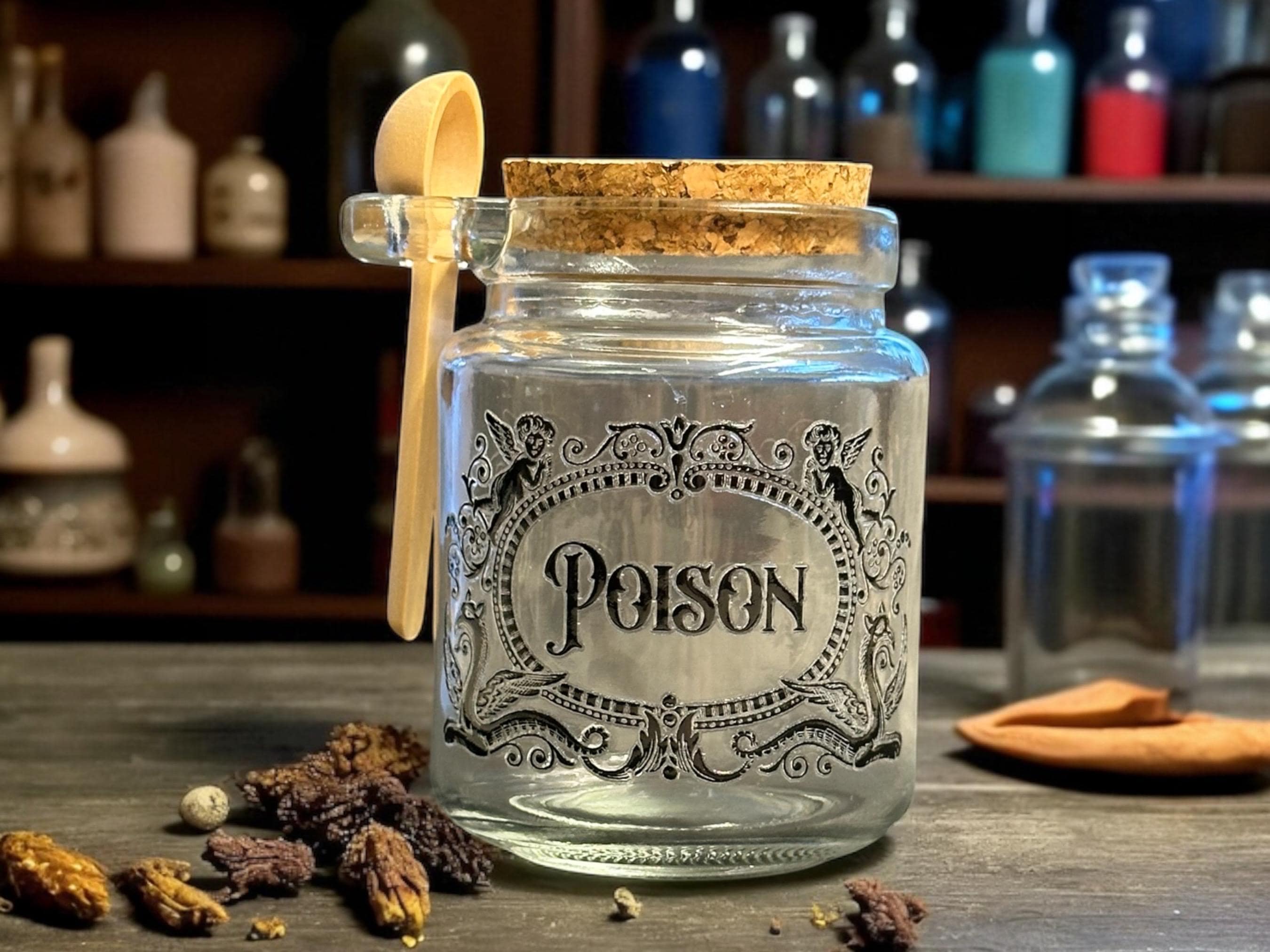 Poison small glass jar