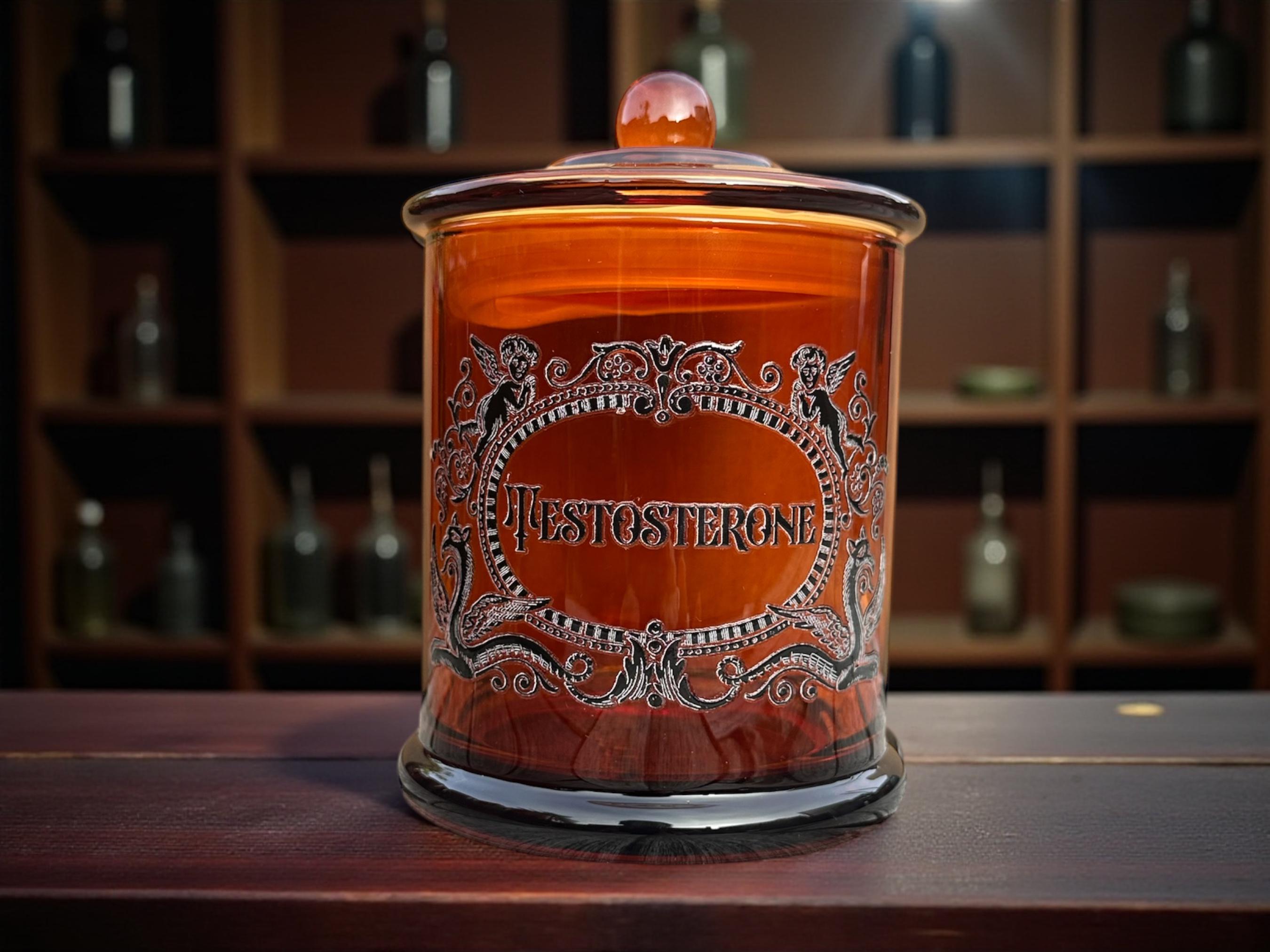 Testosterone Large Glass apothecary jar