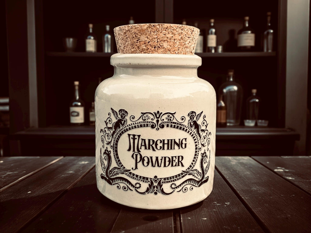 Marching Powder Stoneware apothecary jar