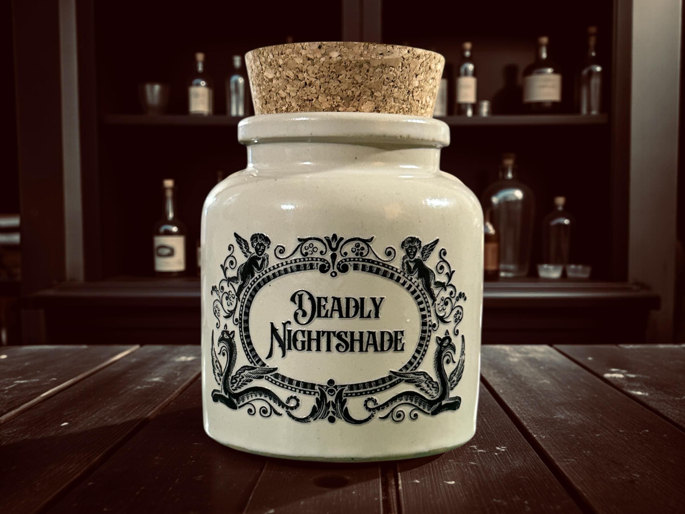 Deadly Nightshade Stoneware apothecary jar
