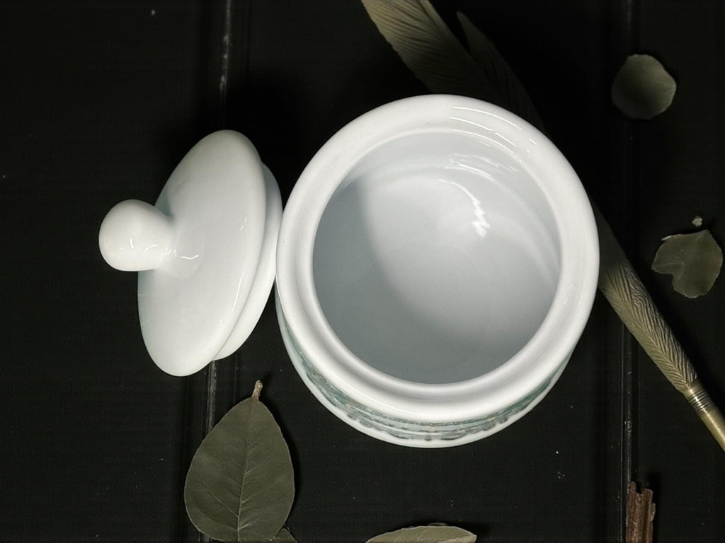 Love Potion white apothecary jar pot