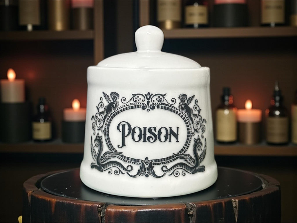 Poison white apothecary jar pot