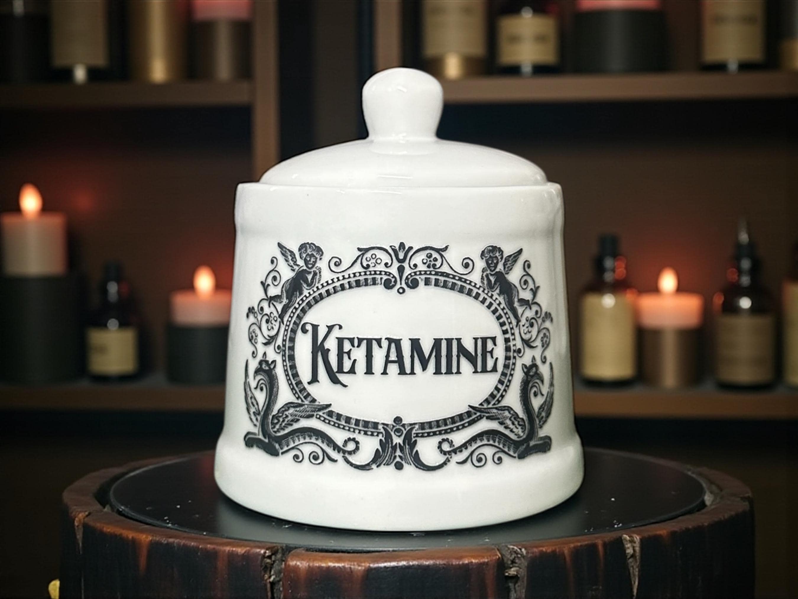 Ketamine white apothecary jar pot