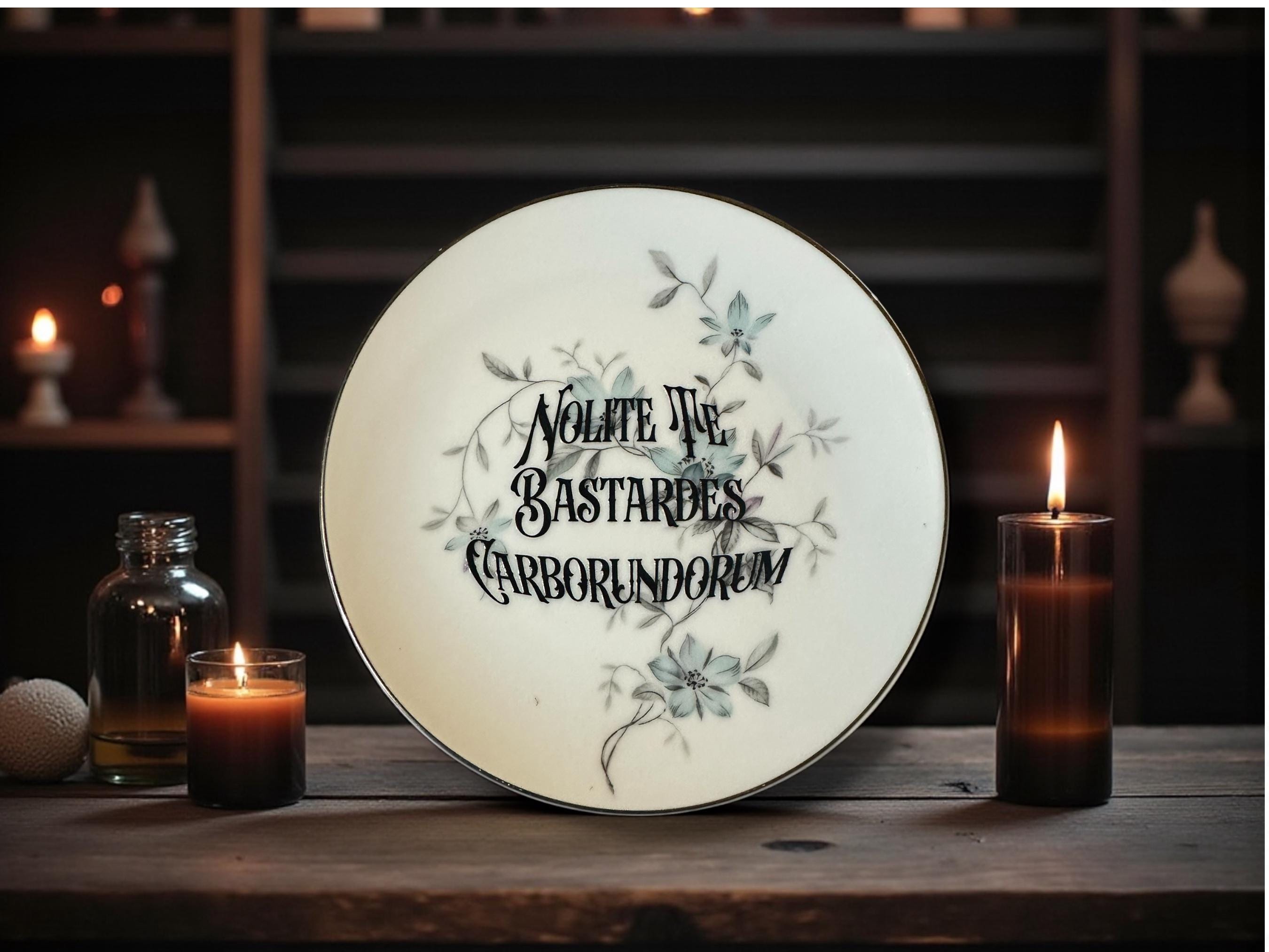 Nolite te bastardes carborundurm, vintage plate with stand