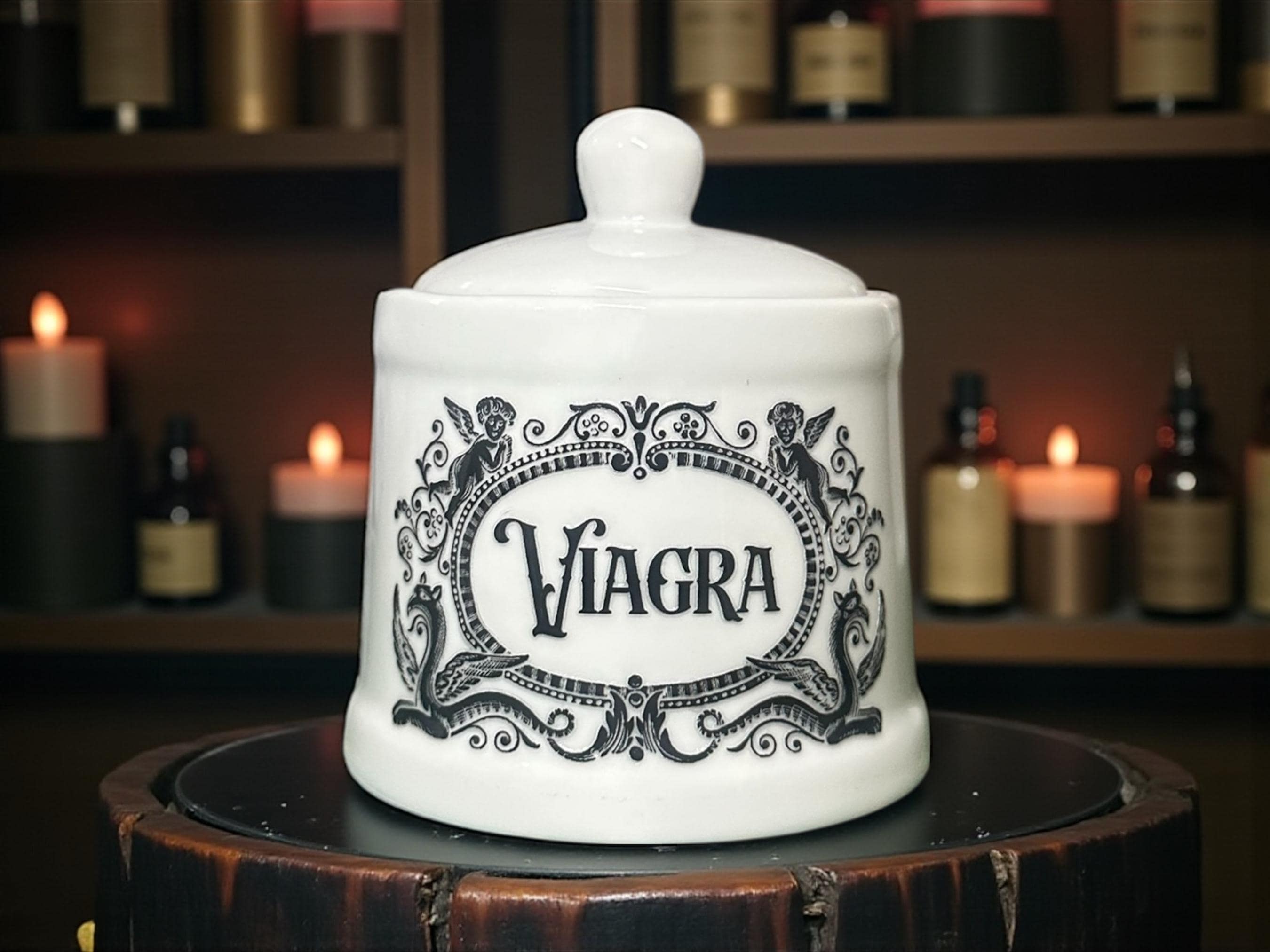 Viagra white apothecary jar pot