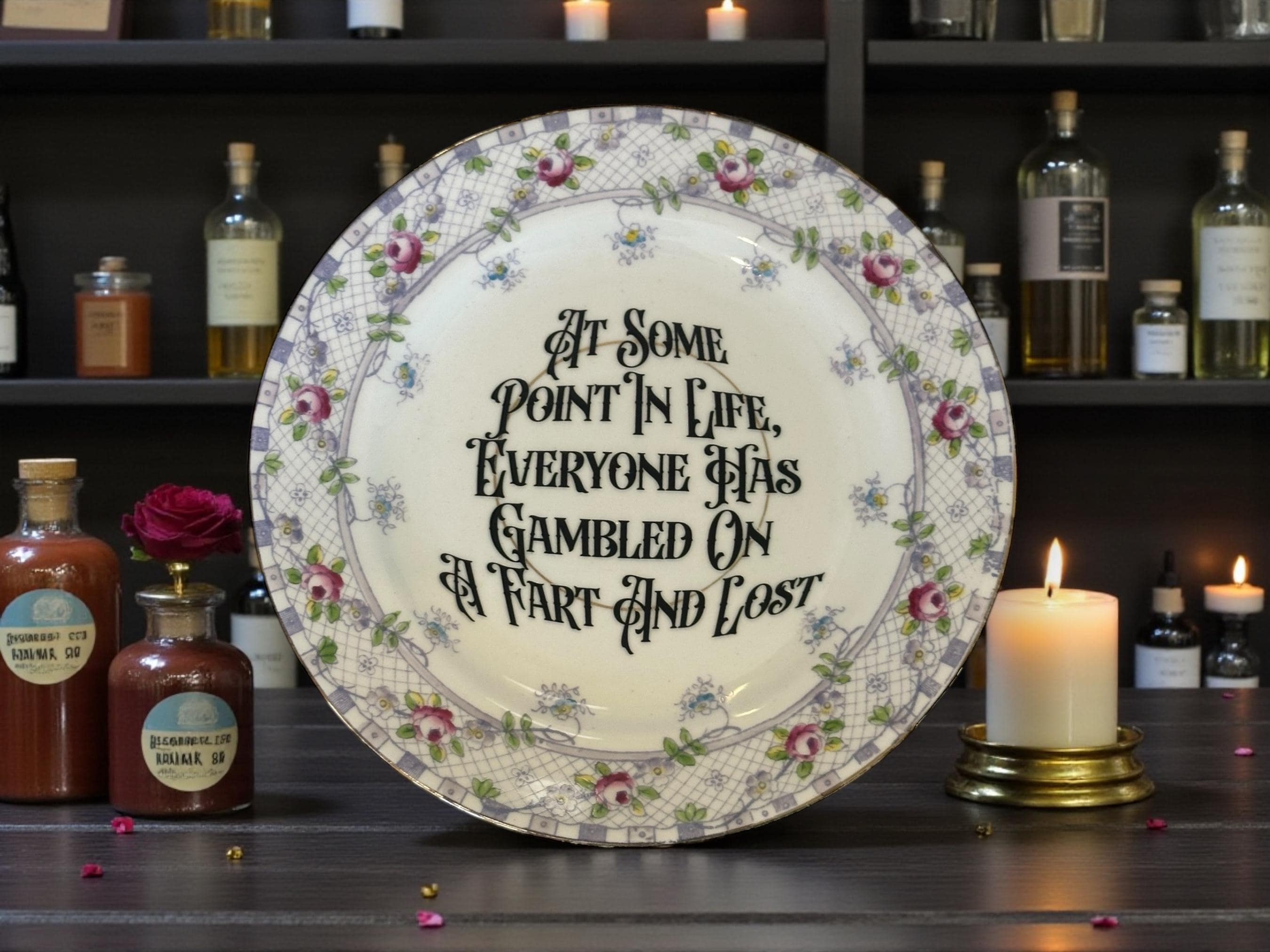 Gambled on a Fart and Lost with stand Vintage Decorative Plate: