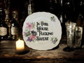 In This House We Fucking Swear Plate  Vintage Crackpottery with stand