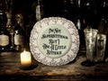 I'm not superstitious but i am a little sticious, vintage plate with stand