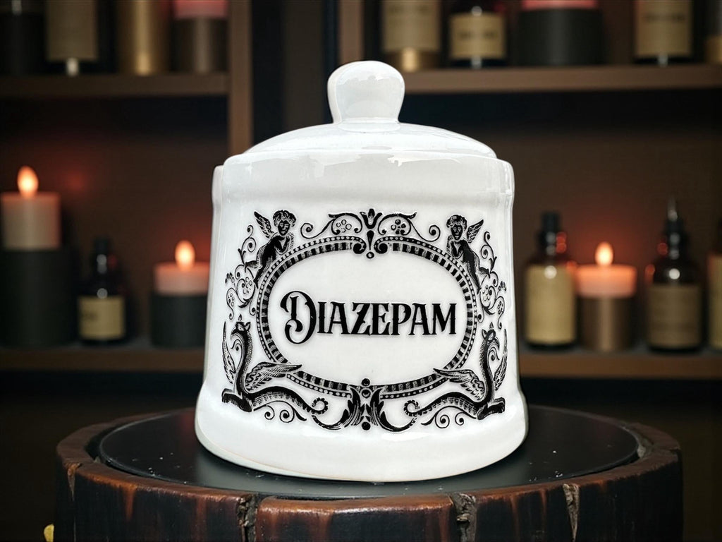 Diazepam Ceramic Jar | Funny Mental Health Decor | Statement Storage | Novelty Gift