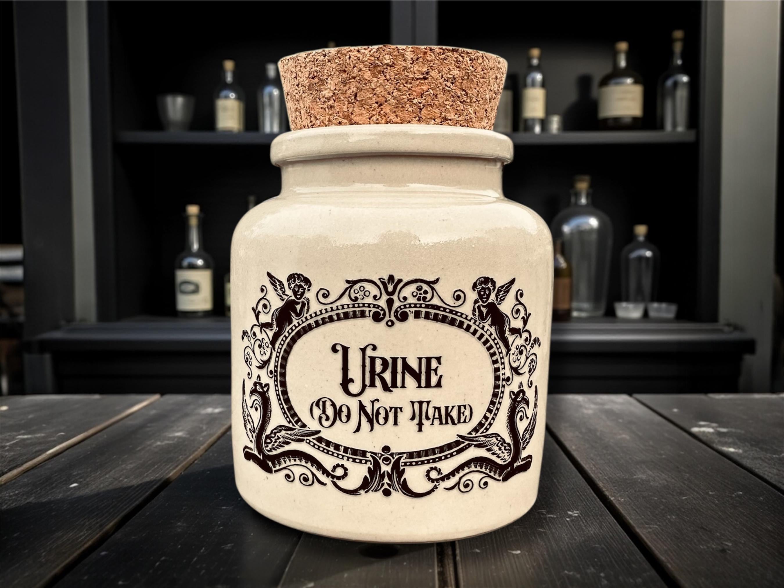 Urine Do Not Take Stoneware Jar | Funny Statement Storage | Humorous Home Decor | Novelty Gift