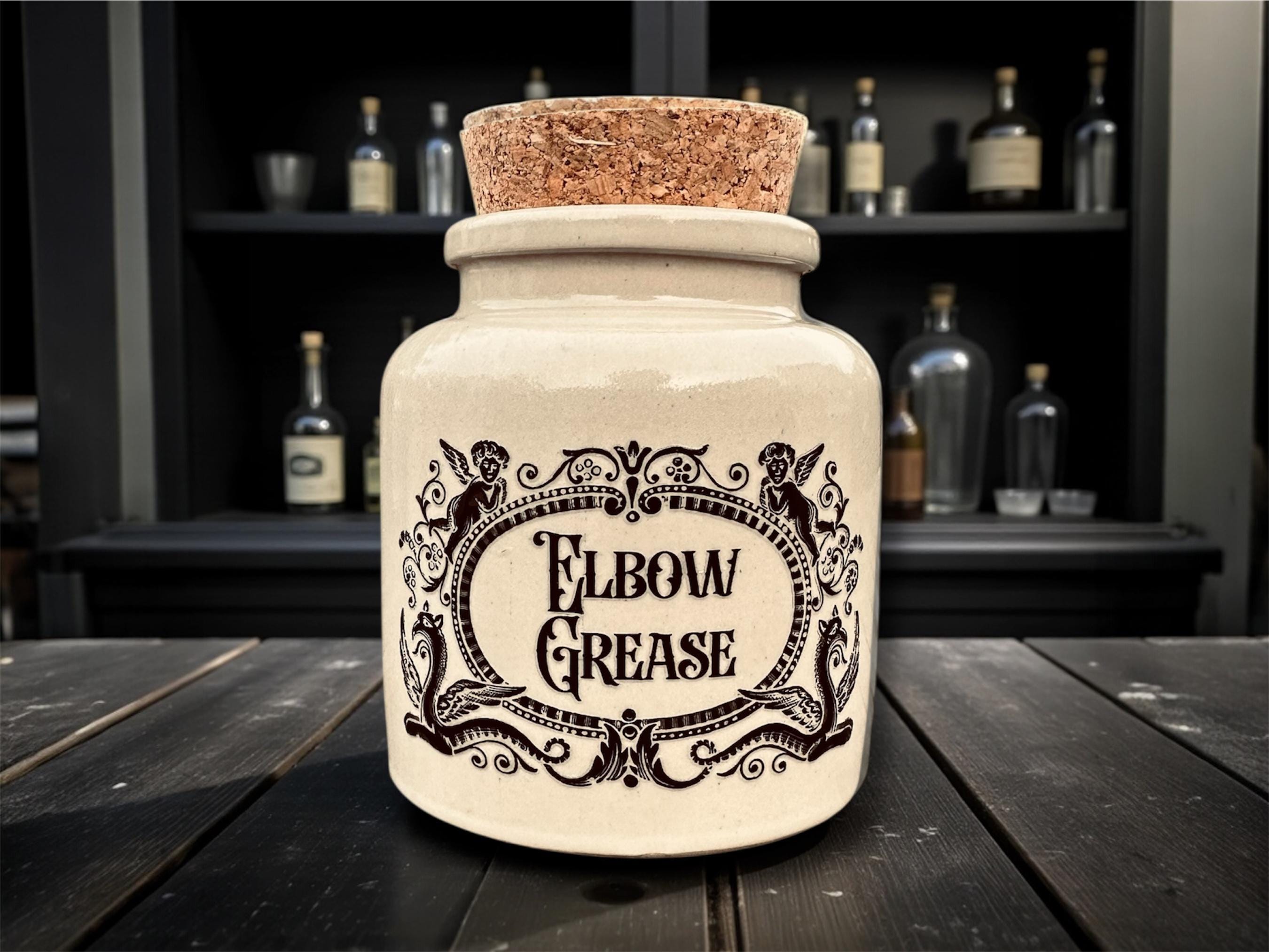 Elbow Grease Stoneware jar | Funny Statement Storage | Humorous Home Decor | Novelty Gift
