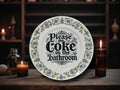 Please Do Coke in the Bathroom Plate  Vintage Crackpottery with stand