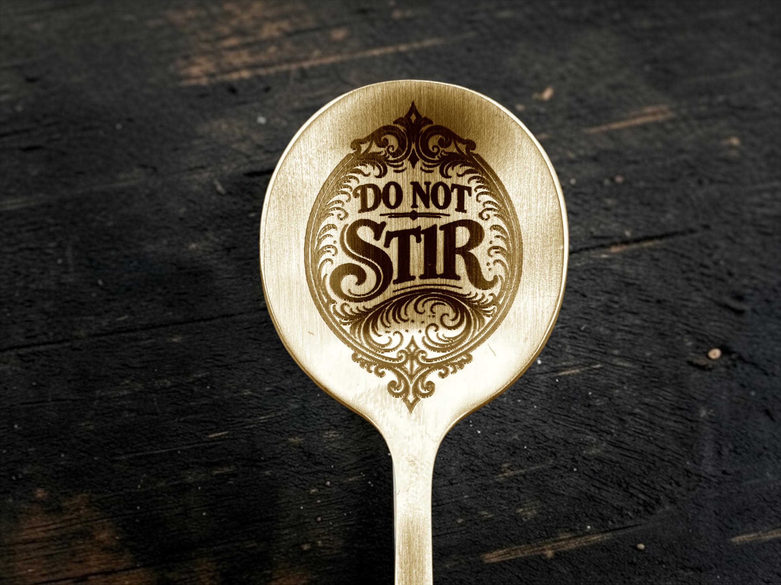 Do Not Stir Engraved Gold Teaspoon, Funny Rude Spoon, Sarcastic Cutlery, Novelty Teaspoon Gift, Minimalist Dark Humour Spoon