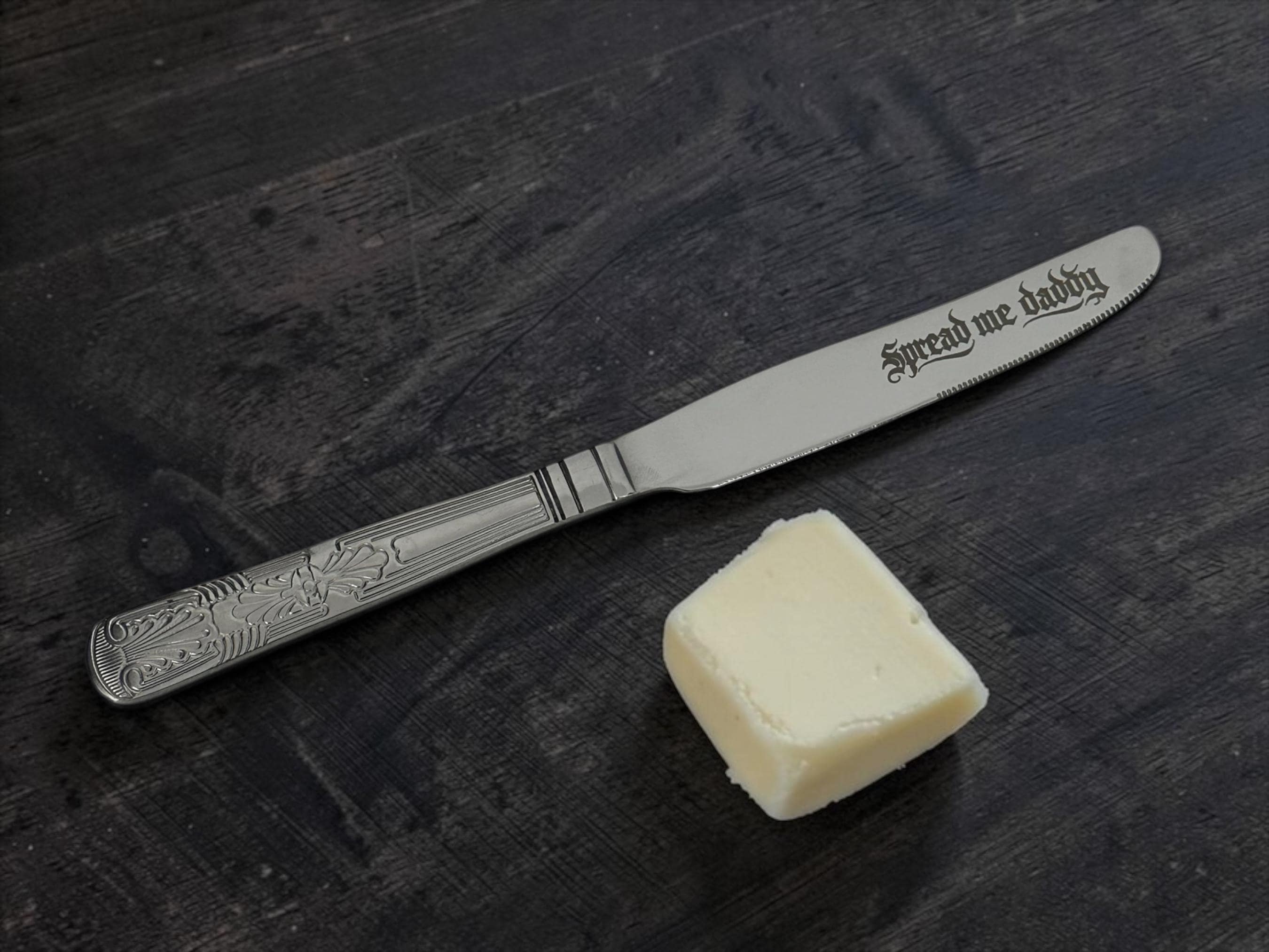 Inappropriate Breakfast Knife Set  4 Engraved Butter Knives | Stainless Steel | Funny Kitchen Gift