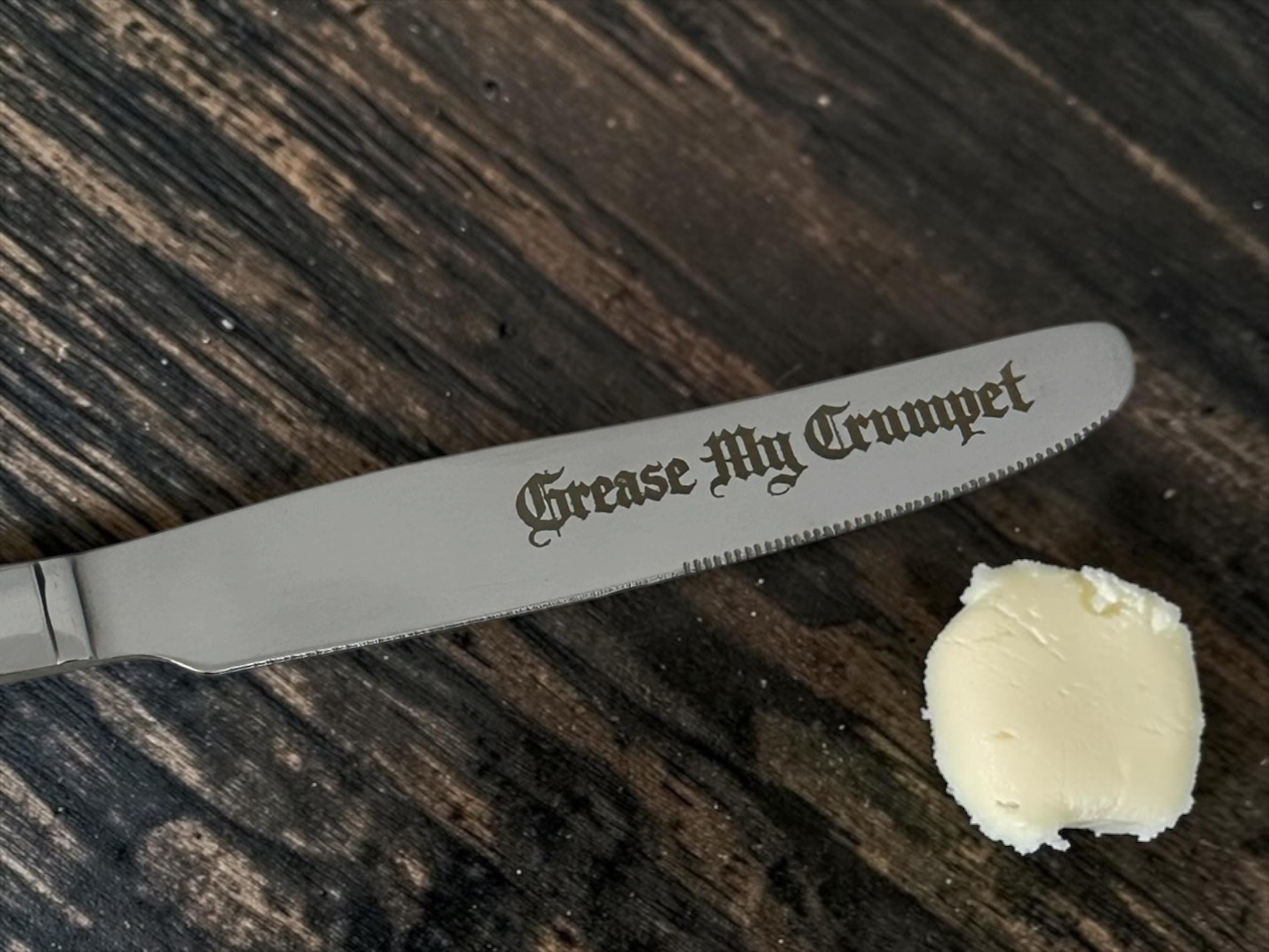 Grease My Crumpet Engraved Butter Knife | Stainless Steel | Funny Kitchen Gift