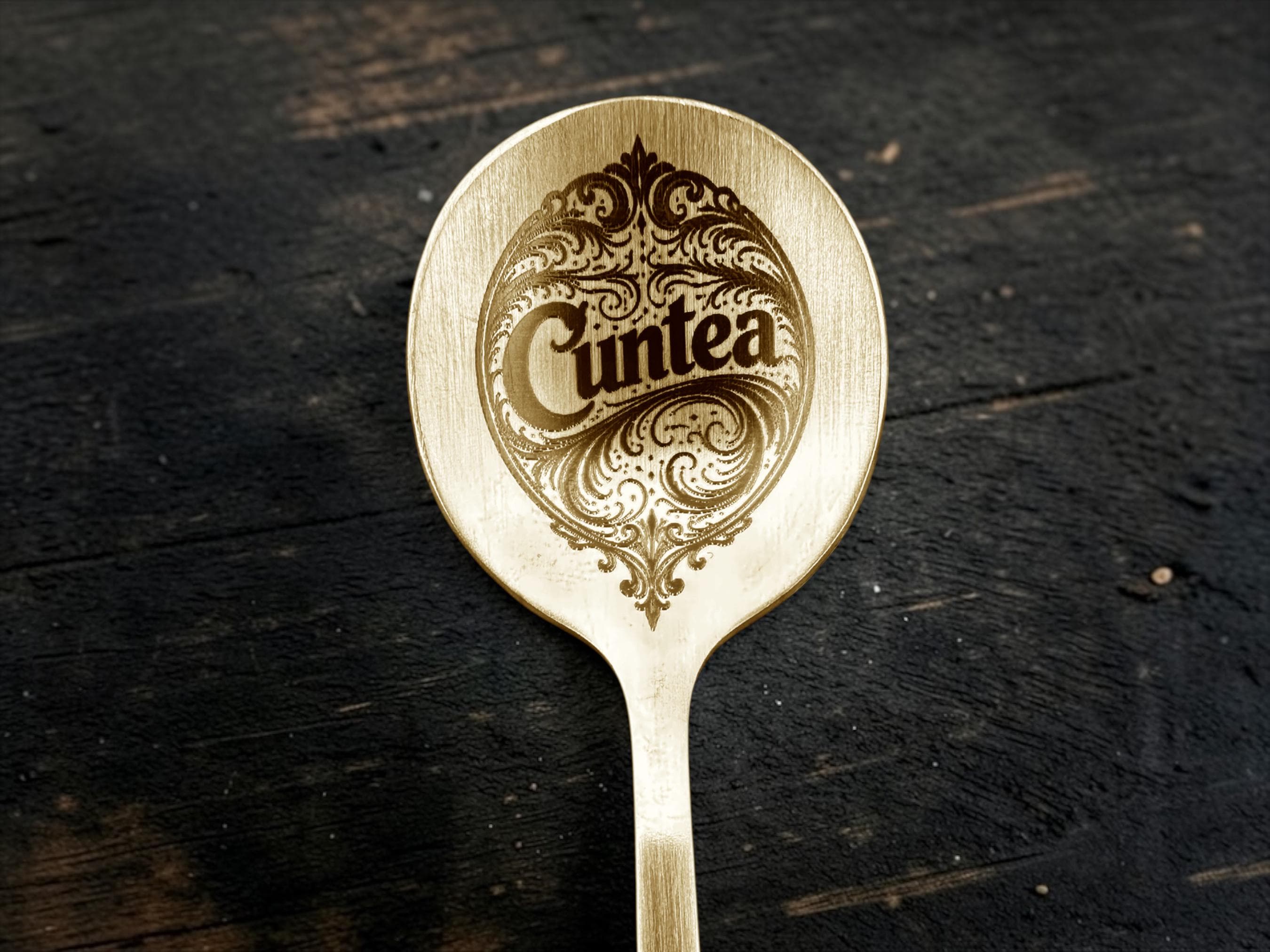 Cuntea Engraved Gold Teaspoon, Funny Rude Spoon, Adult Humour Gift, Novelty Tea Spoon, Sarcastic Kitchen Gift, Gothic Cutlery