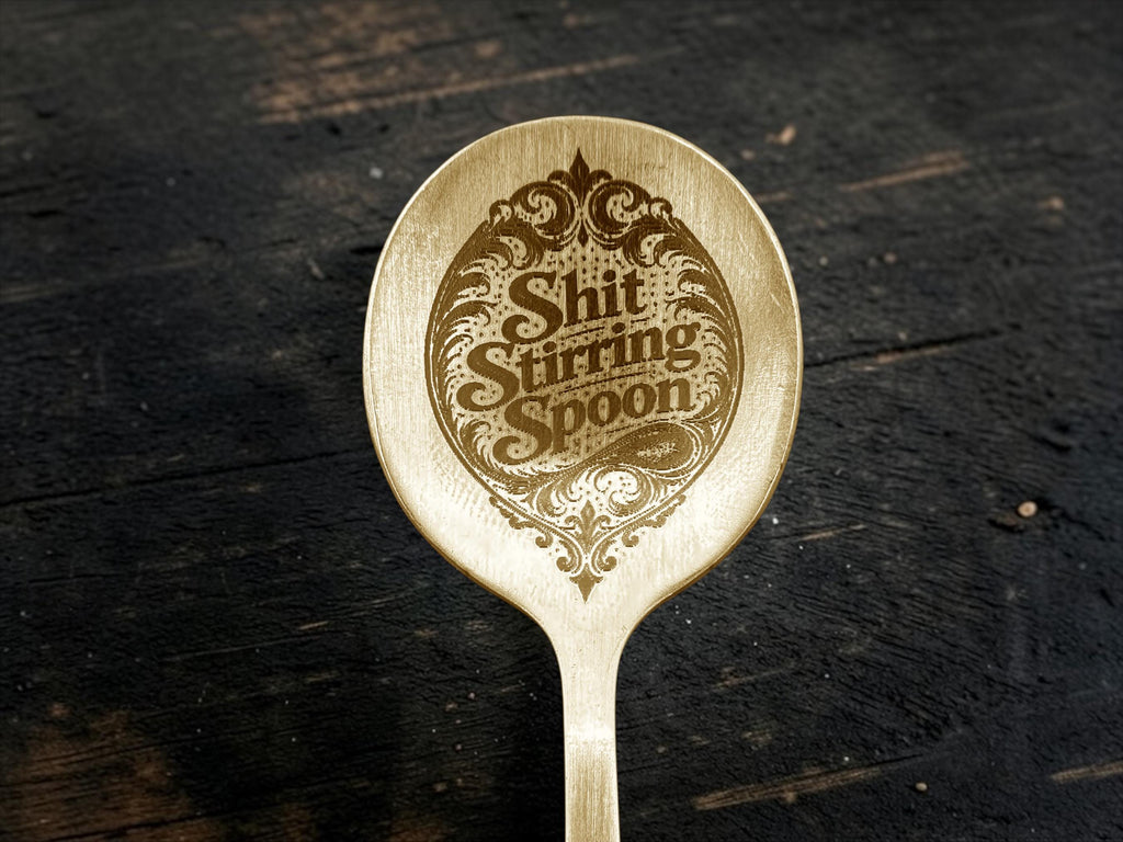 Shit Stirring Spoon Engraved Gold Teaspoon, Funny Rude Spoon Gift, Adult Humour Cutlery, Novelty Teaspoon, Sarcastic Kitchen Gift