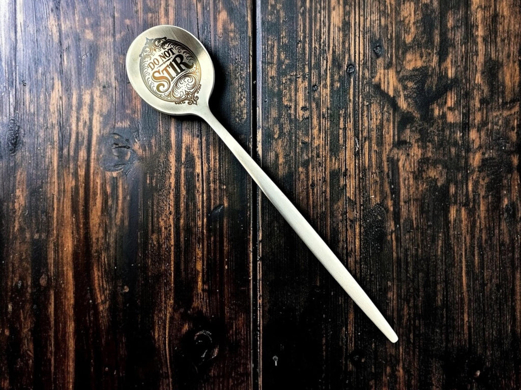 Do Not Stir Engraved Gold Teaspoon, Funny Rude Spoon, Sarcastic Cutlery, Novelty Teaspoon Gift, Minimalist Dark Humour Spoon