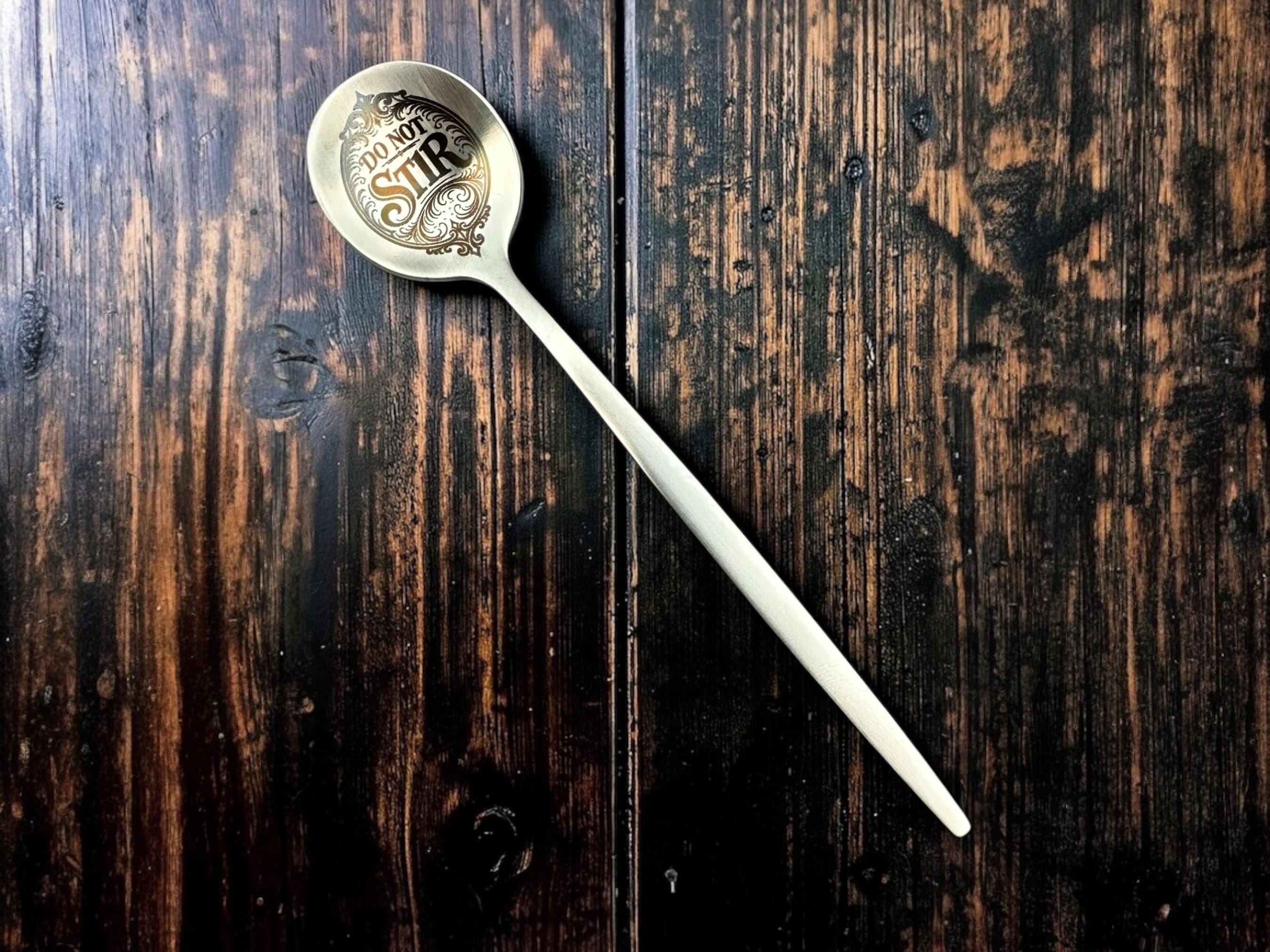 Do Not Stir Engraved Gold Teaspoon, Funny Rude Spoon, Sarcastic Cutlery, Novelty Teaspoon Gift, Minimalist Dark Humour Spoon