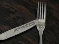 Cut My Food Into Pieces Cutlery Set | Engraved Knife & Stabby Fork | Gothic Blackletter | Dark Humour Gift