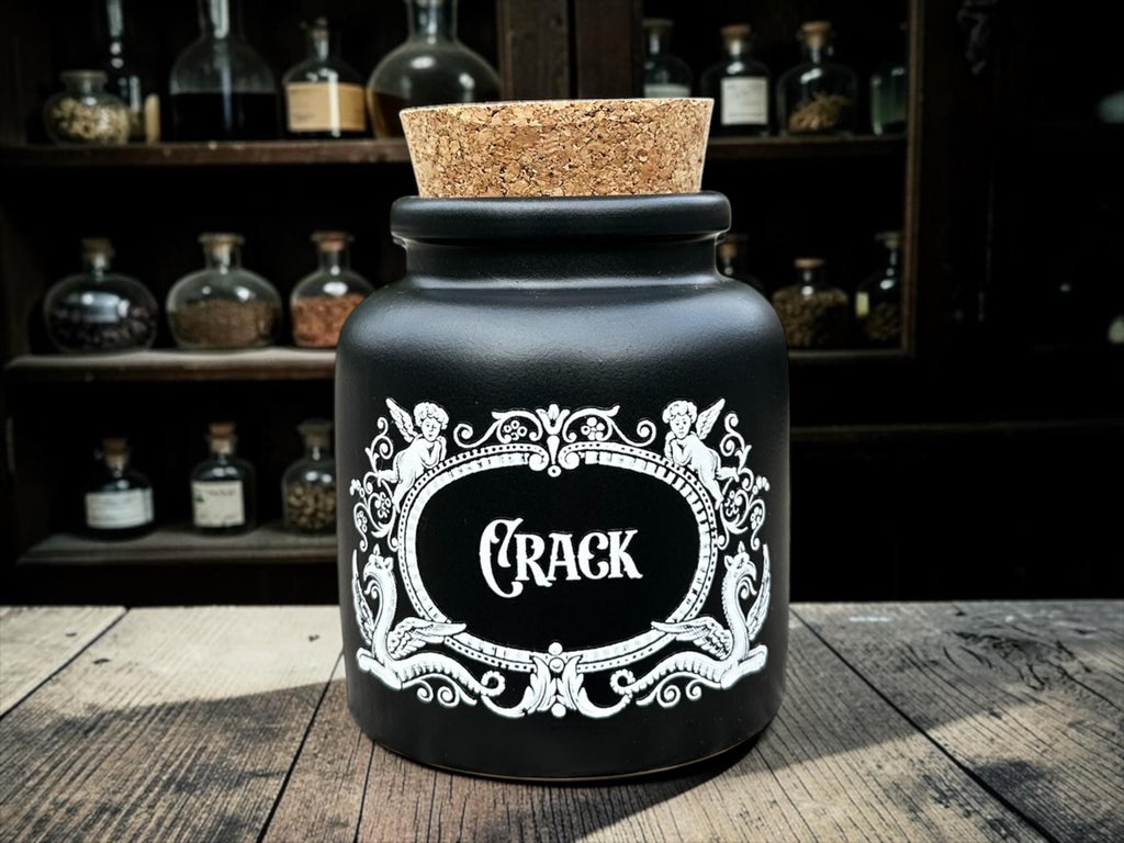 Crack Jar  Funny Apothecary Storage Jar  Dark Humour Gothic Kitchen Decor  Alternative Gift