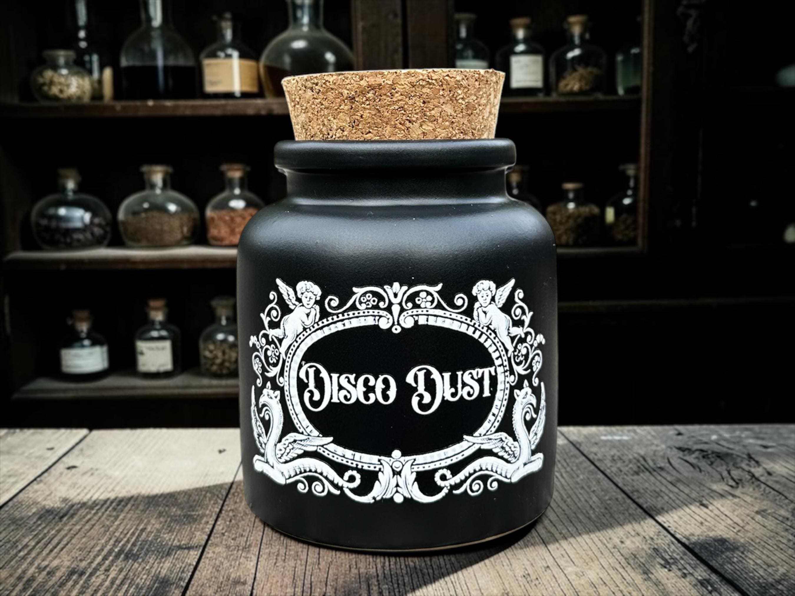 Disco Dust Ceramic Jar  Dark Humour Apothecary Pot  Gothic Kitchen Decor  Alt Gift