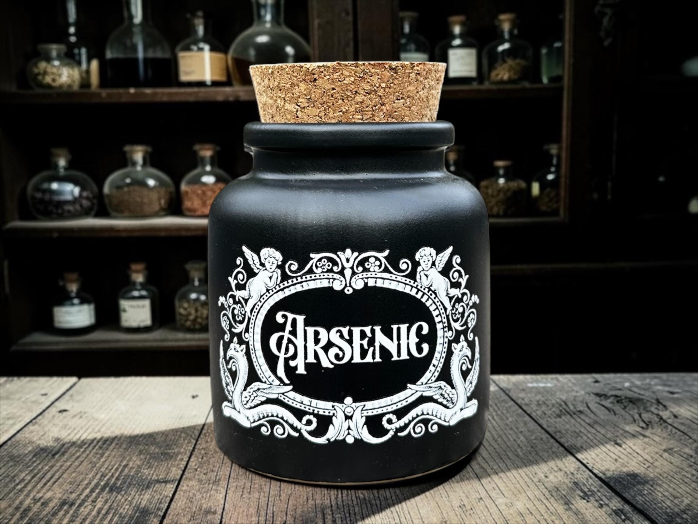 Arsenic Cork Lid Jar  Victorian Poison Bottle Style  Gothic Shelf Decor