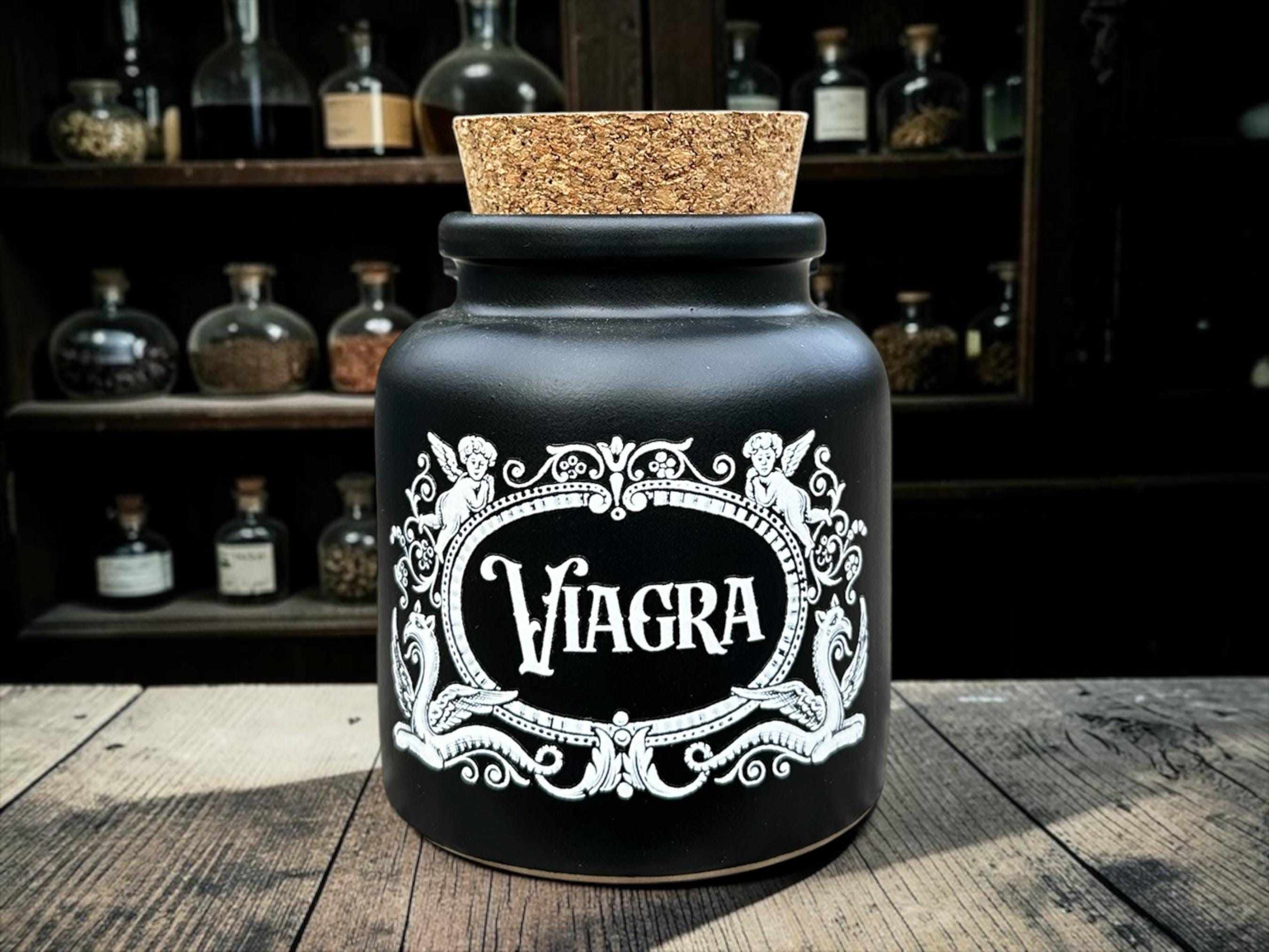 Viagra Apothecary Jar  Gothic Storage Jar  Funny Adult Humour Decor  Alternative Gift