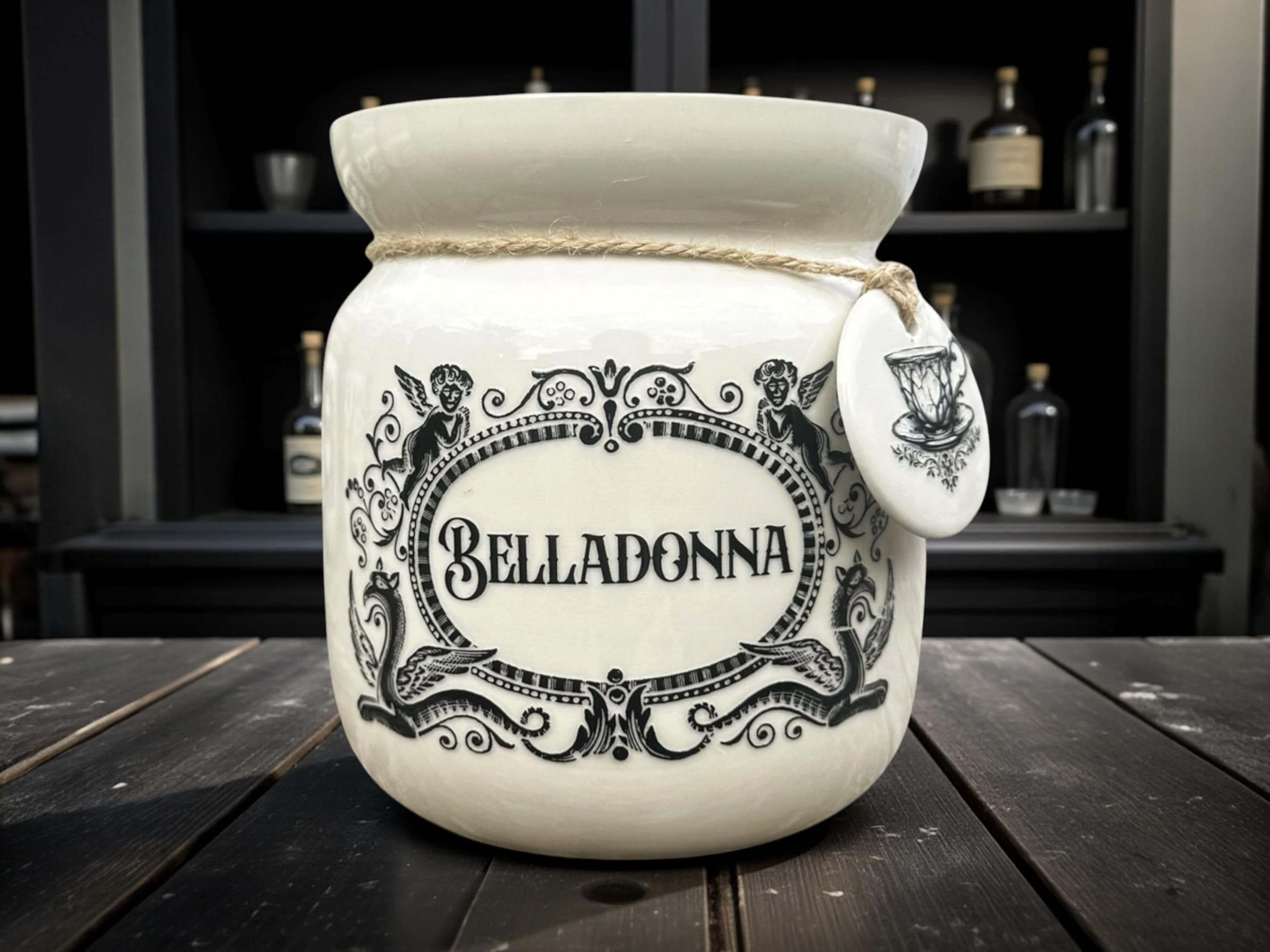 Crackpottery Ceramic Jar “Belladonna  Funny Storage Jar, Dark Humour Kitchen Canister, Cream Ceramic Jar with Airtight Lid, Quirky Gift