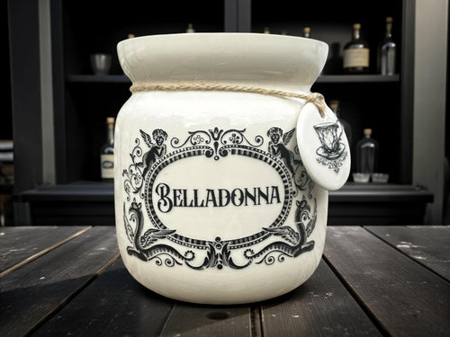 Crackpottery Ceramic Jar “Belladonna  Funny Storage Jar, Dark Humour Kitchen Canister, Cream Ceramic Jar with Airtight Lid, Quirky Gift