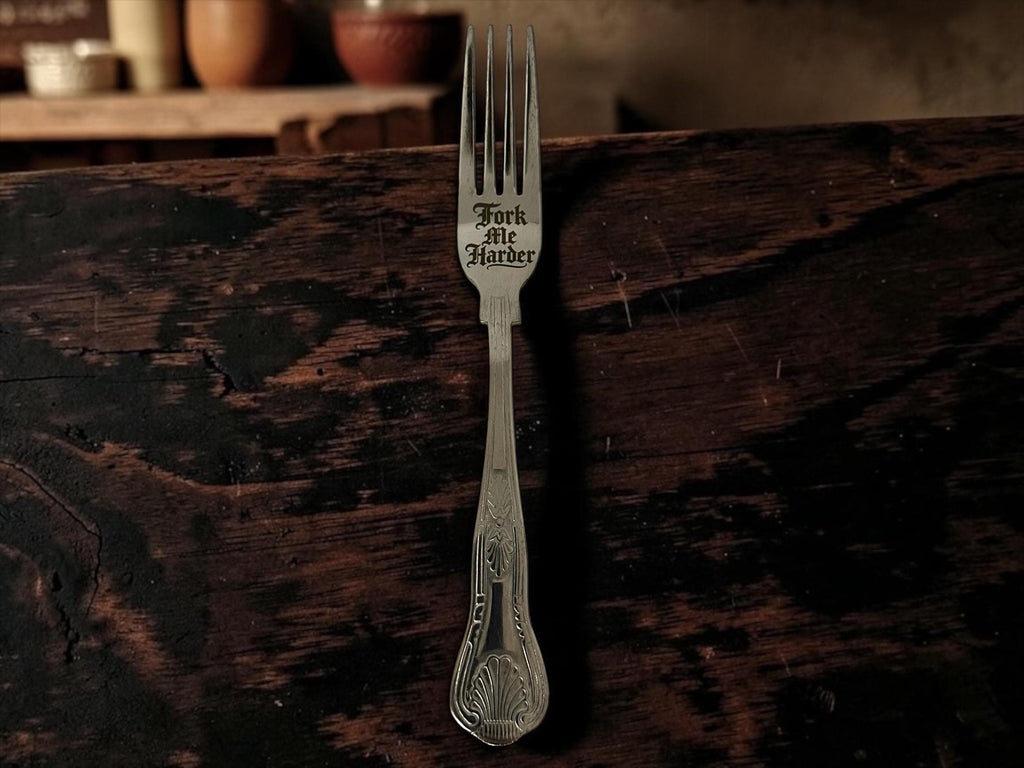 Engraved Gothic Forks  Dark Humour Stainless Steel Cutlery  Funny Gift for Goth Kitchen, Novelty Fork, Crackpottery