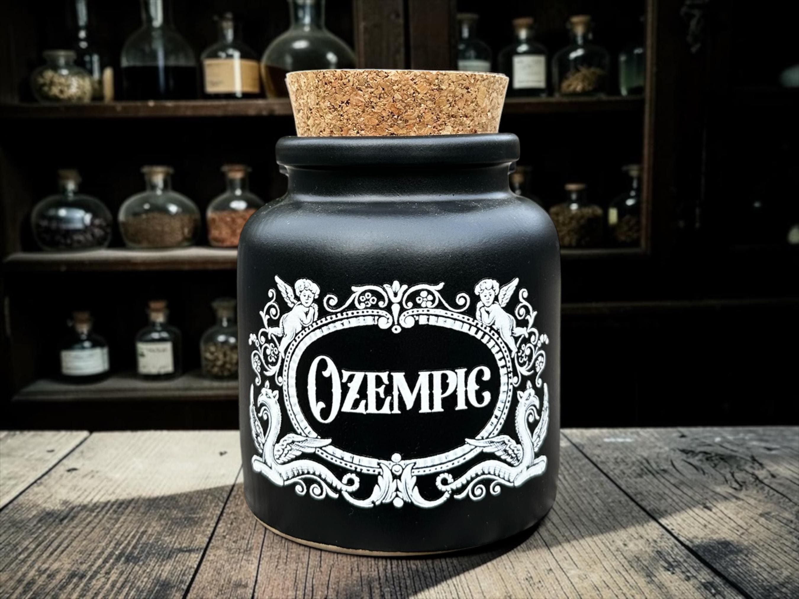 Ozempic Apothecary Jar  Funny Weight Loss Storage Jar  Gothic Kitchen Decor  Alternative Gift