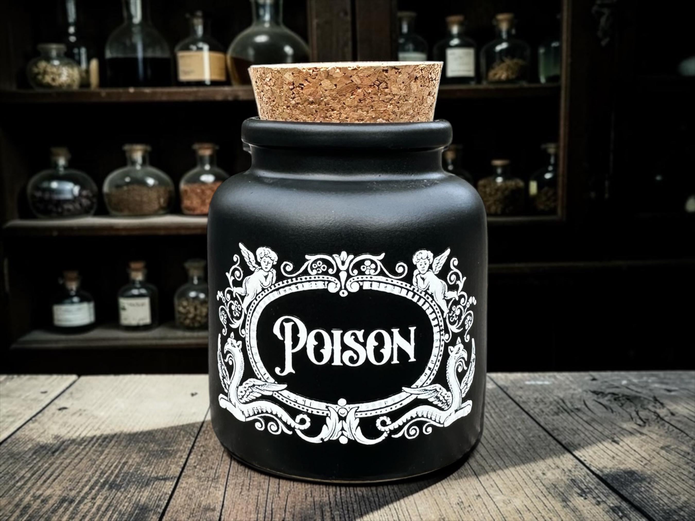 Poison Apothecary Jar  Gothic Storage Jar  Victorian Poison Bottle Decor  Dark Humour Gift