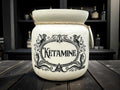 Crackpottery Ceramic Jar “Ketamine  Funny Storage Jar, Dark Humour Kitchen Canister, Cream Ceramic Jar with Airtight Lid, Quirky Gift