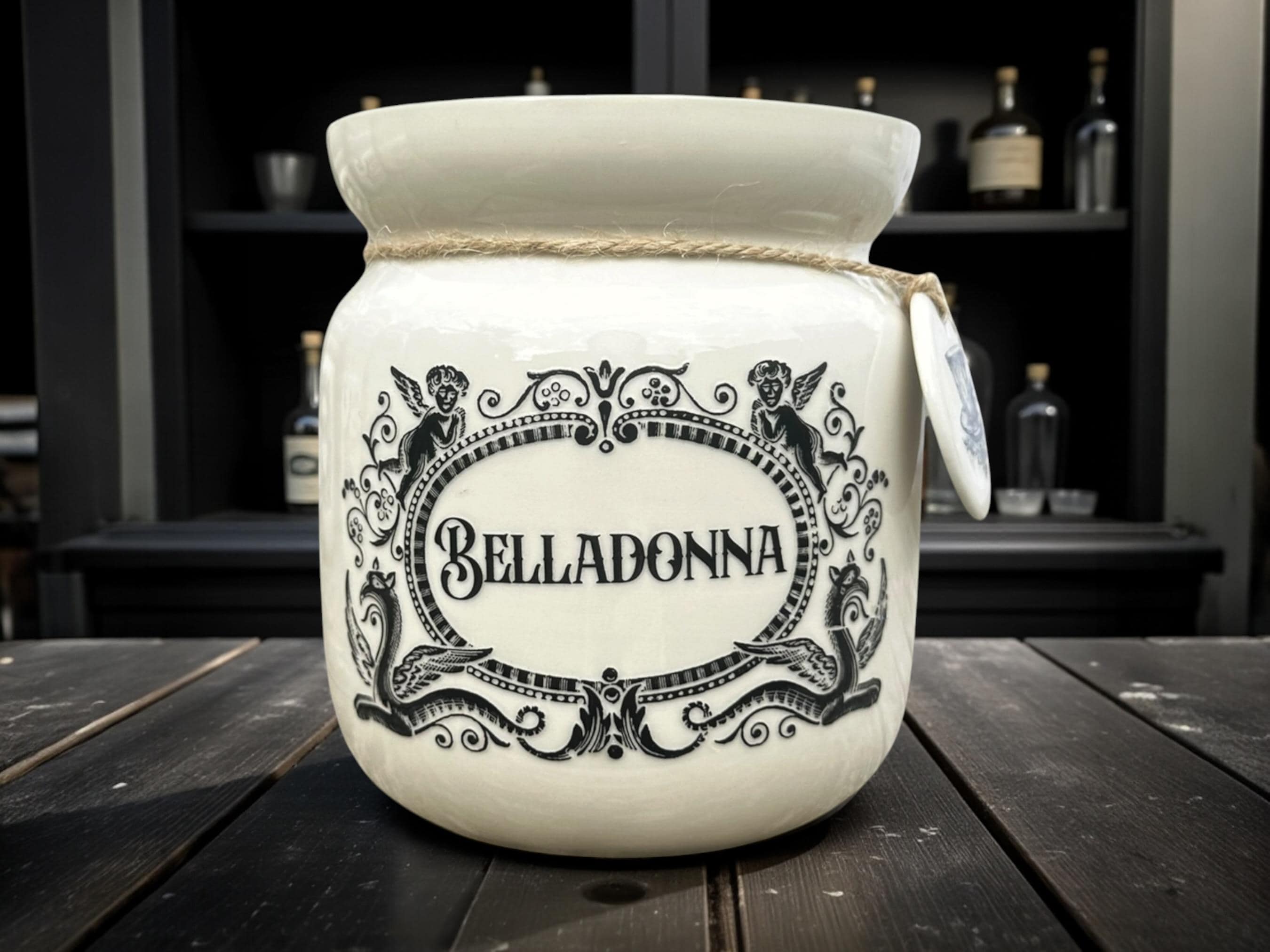 Crackpottery Ceramic Jar “Belladonna  Funny Storage Jar, Dark Humour Kitchen Canister, Cream Ceramic Jar with Airtight Lid, Quirky Gift