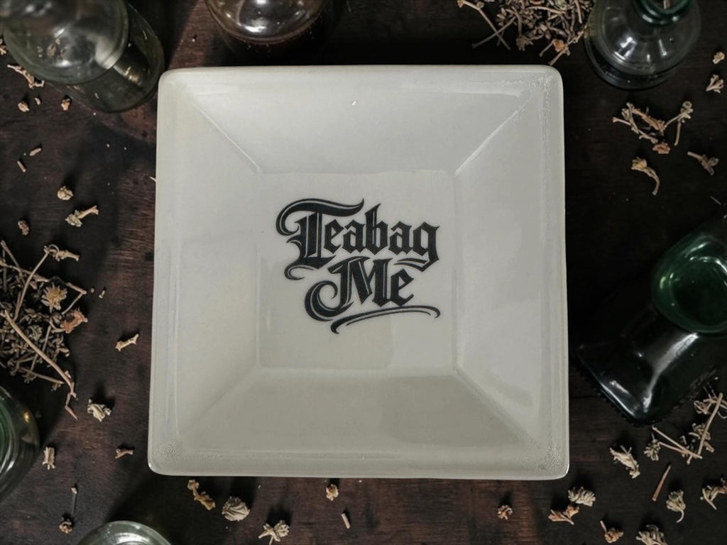 Teabag Me Teabag Tidy | Funny Tea Bag Holder | Rude Tea Lover Gift | Gothic Kitchen Decor | Dark Humour Homeware