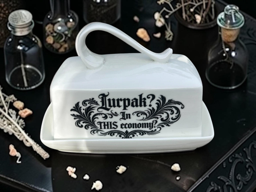 Lurpak In This Economy Butter Dish Funny Kitchen Decor Cost of Living Joke Butter Dish with Lid Sarcastic Kitchenware Novelty Kitchen gift