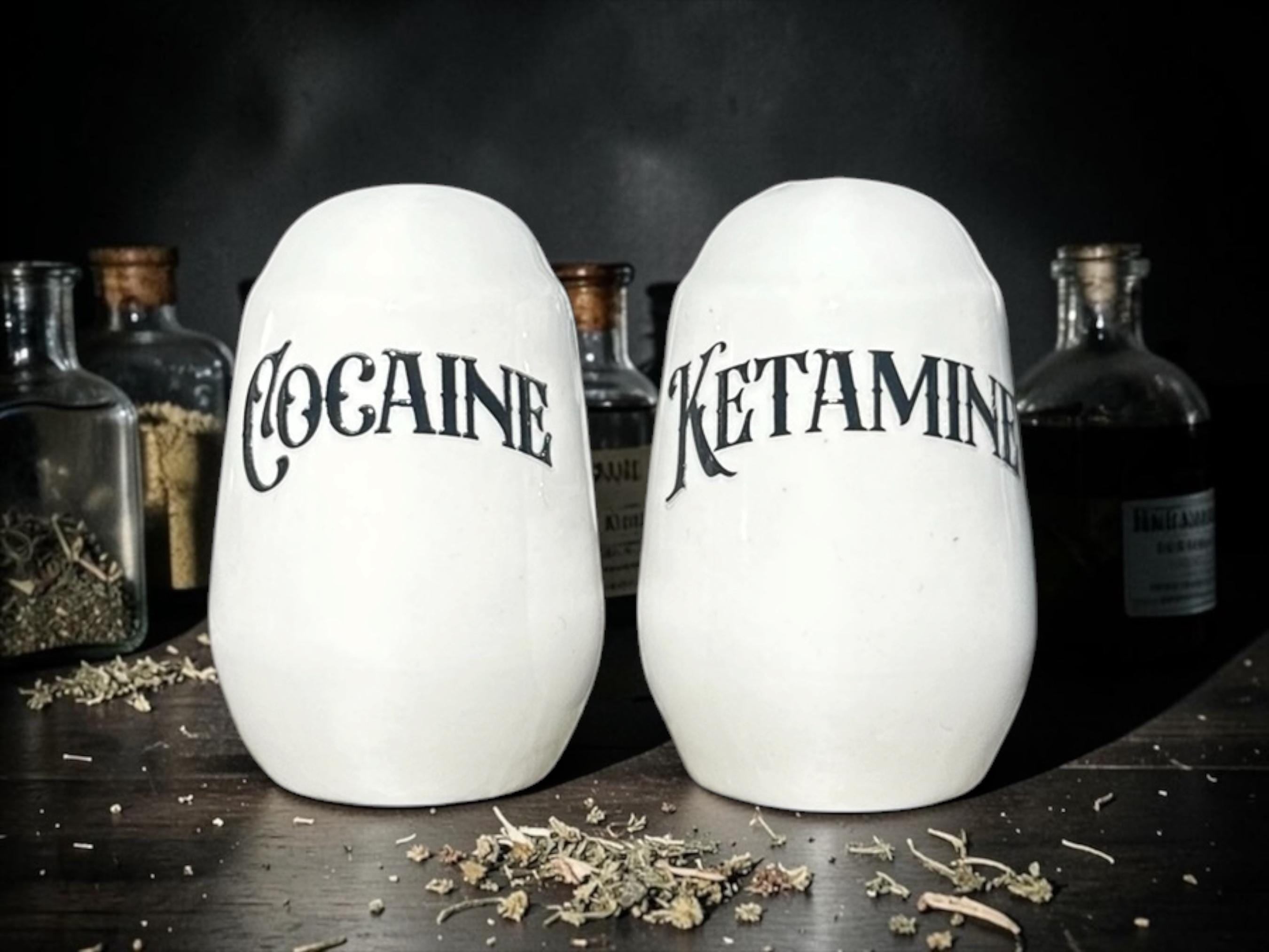 Cocaine & Ketamine Salt and Pepper Shakers | Funny Kitchen Decor | Dark Humour Gift | Alternative Homeware