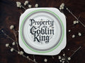 Property of the Goblin King Plate  Vintage Crackpottery with stand