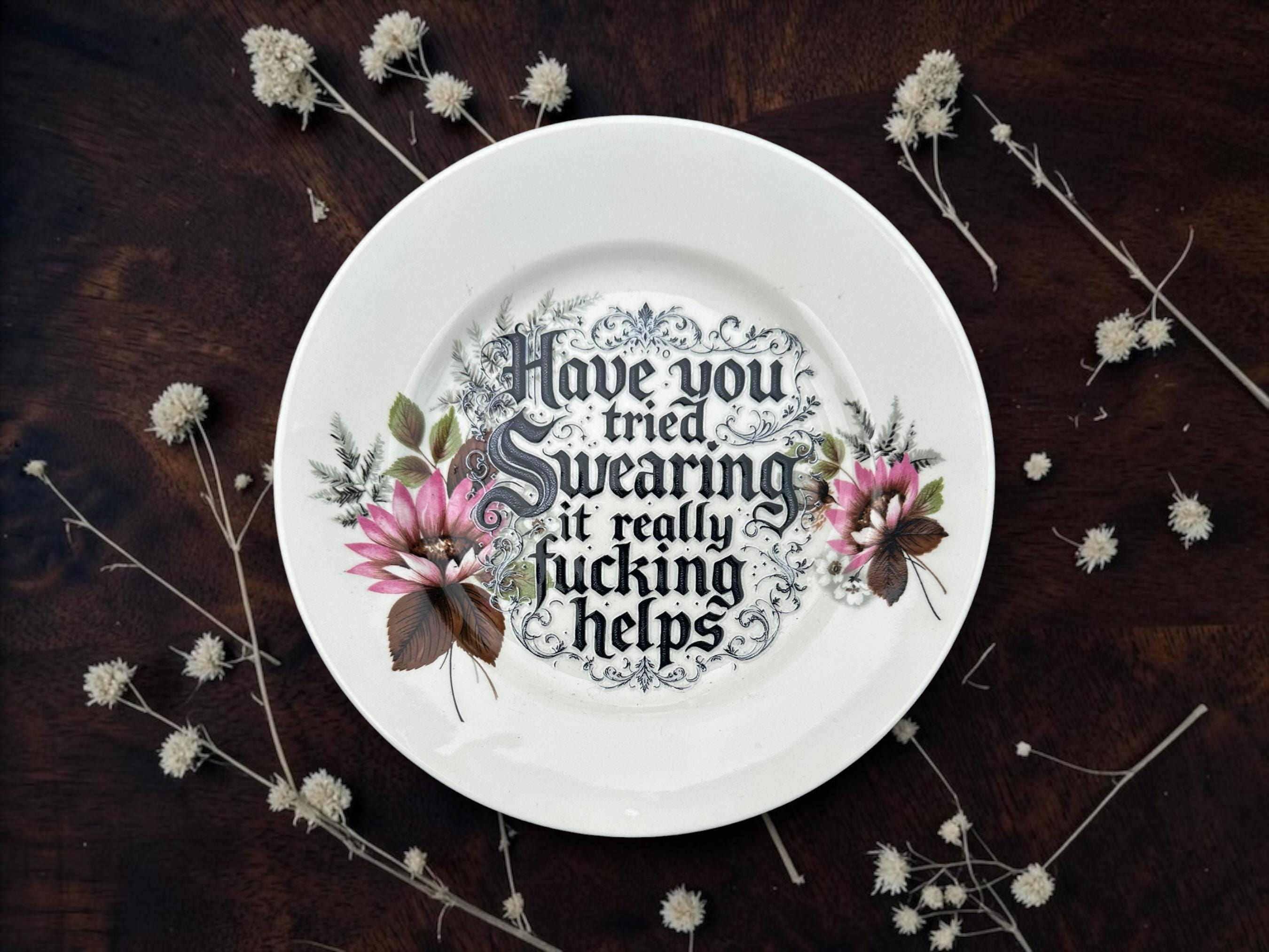 Have you tried swearing it really fucking helps, vintage plate with stand