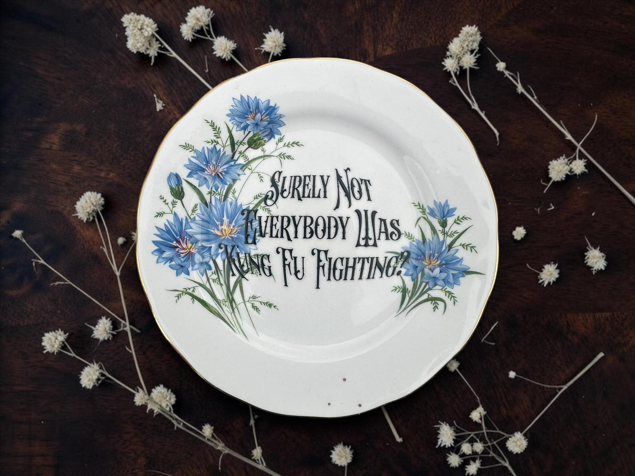 Surely Not Everybody Was Kung Fu Fighting Plate  Vintage Crackpottery