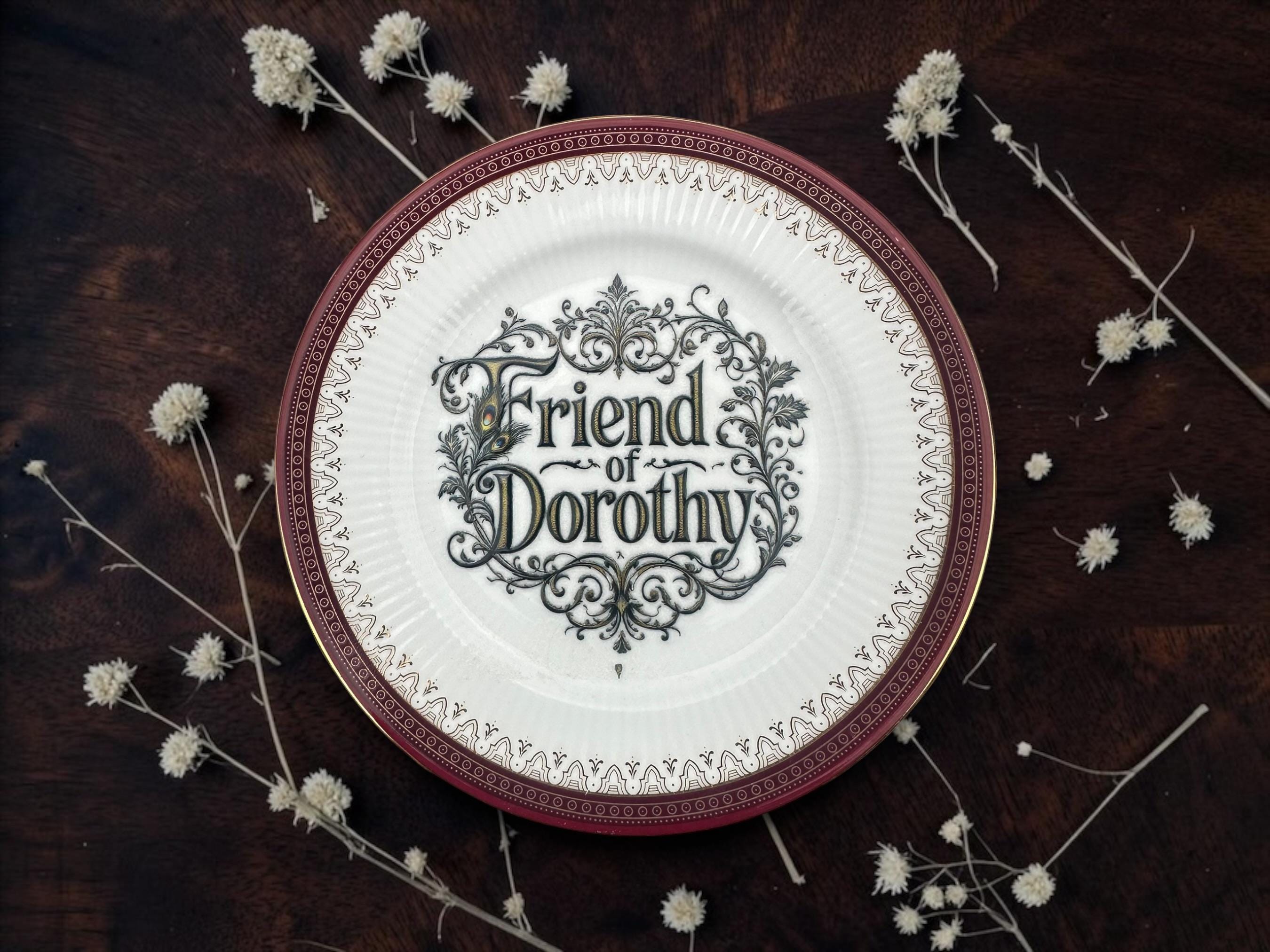 Friend of Dorothy Vintage Decorative Plate | LGBTQ+ Gift | Vintage China | Pride Décor | Alternative Home Décor