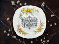 Welcome Fuckers Plate  Vintage Crackpottery with stand