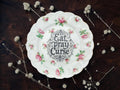 Eat Pray Curse Plate  Vintage Crackpottery with stand