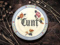Cunt, vintage plate with stand